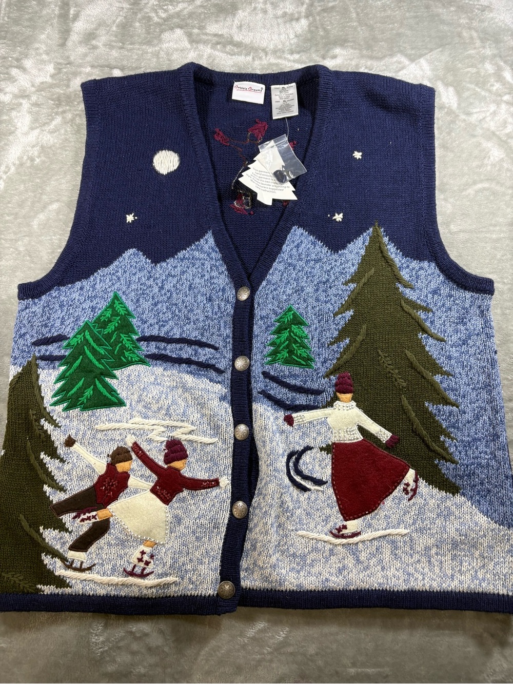 Vintage Bobbie Brooks Cotton Winter Embroidered Vest XL Deadstock NWT